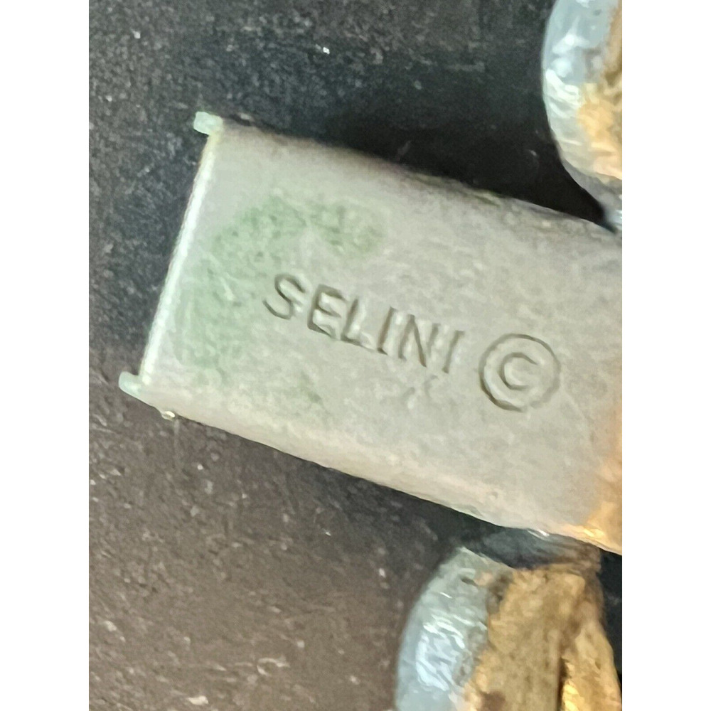 Unique Vtg Signed SELINI Art Drama Faces Masks Wide Panel Linked Silver Bracelet - Picture 6 of 6